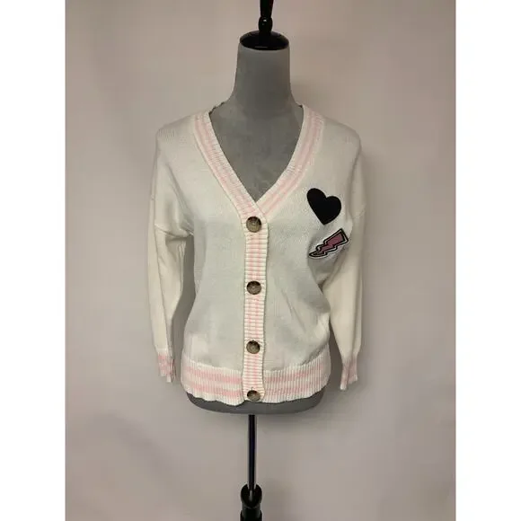 There Abouts Cardigan Varsity Preppy Schoolgirl Academia Whimsical Womens Size M - Picture 1 of 10